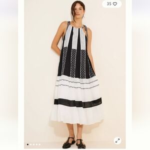 Black And White Tie Midi Dress